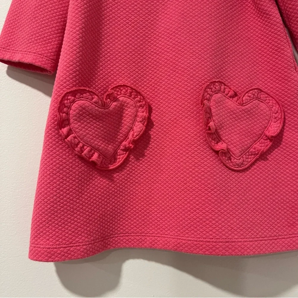 Janie and Jack The Quilted Heart Dress Bright Pink Size 2